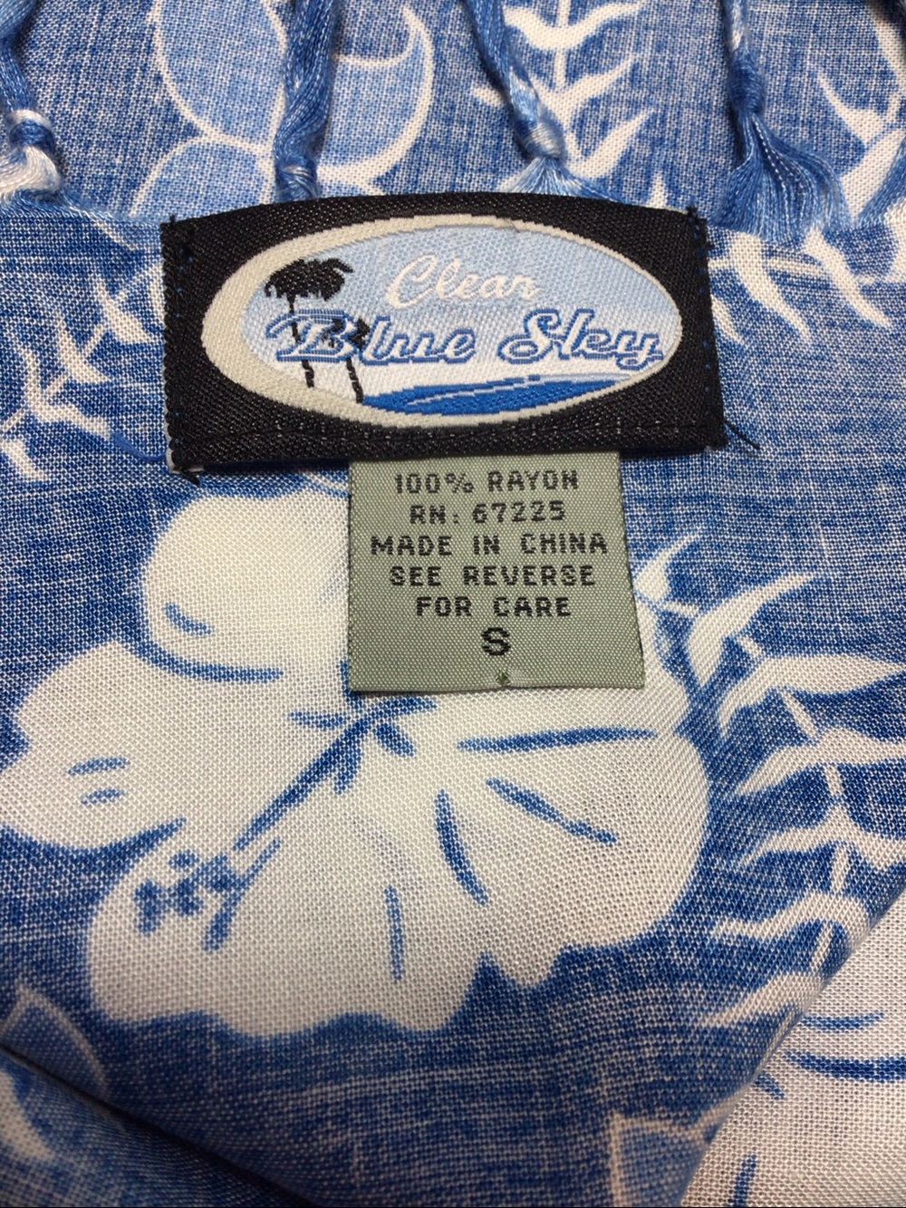 🌺 Blue Sky Sarong Blue and White Hawaiian Print Self Tie Wrap Skirt Sz.S - Picture 2 of 10